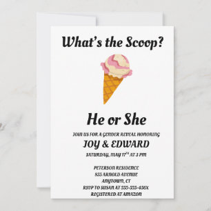 What's the Scoop Gender Reveal Party Invitation