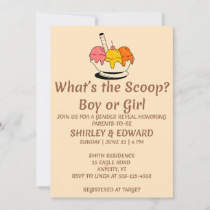 What's the Scoop Gender Reveal Party Invitation