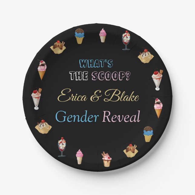 What's the Scoop Gender Reveal Plates (Front)