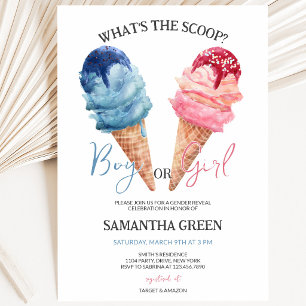 What's the Scoop Girl or Boy Gender Reveal Invitation