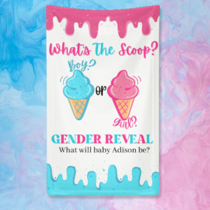 What's the Scoop Ice Cream Gender Reveal  Banner