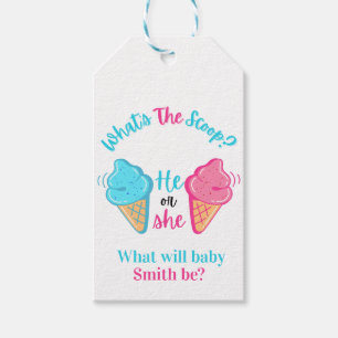 What's the Scoop Ice Cream Gender Reveal  Gift Tags