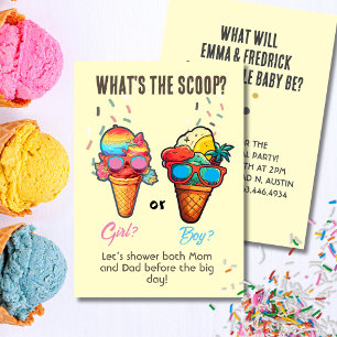 What's the Scoop Ice Cream Gender Reveal   Invitation