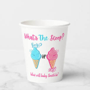 What's the Scoop Ice Cream Gender Reveal Paper Cups