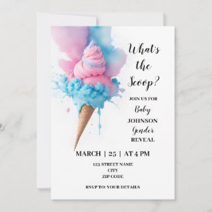 Whats the scoop themed gender reveal invitation