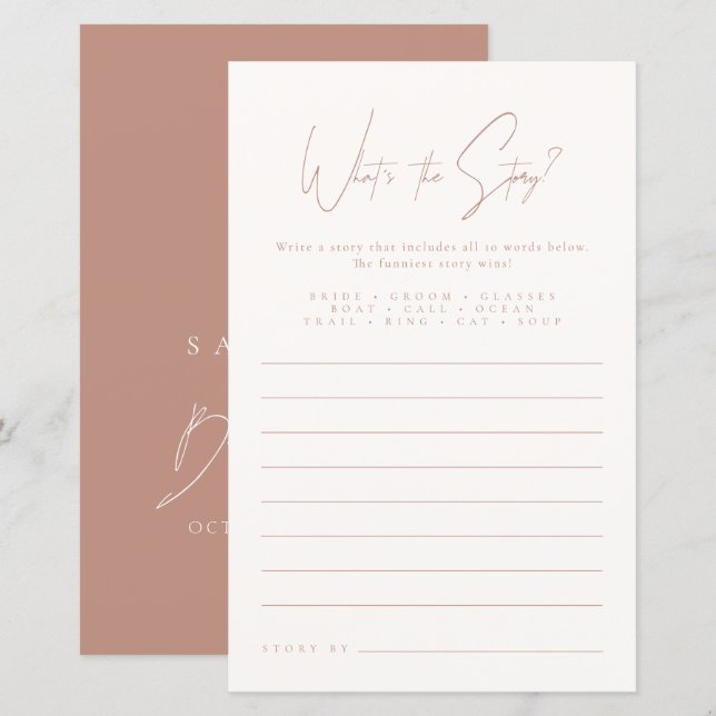 What's the Story | Blush Pink Bridal Shower Game (Front/Back)