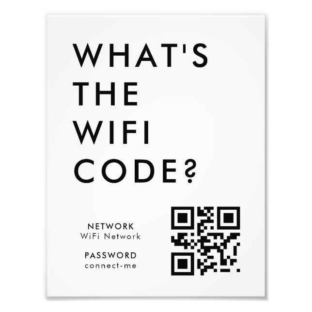 What's the WiFi Code? | QR Code Scan to Connect  Photo Print (Front)