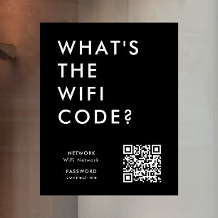 What's the WiFi Code?   Wifi Network QR Code Black Window Cling