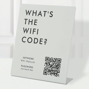 What's the WiFi Code? Wifi Network QR Code Grey Pedestal Sign