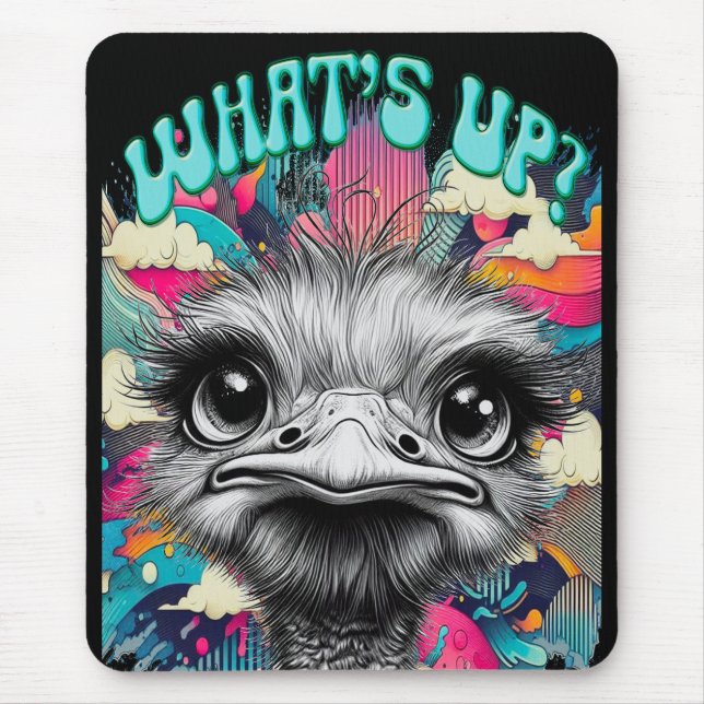 "Whats Up Ostrich" Gaming Mouse Pad (Front)