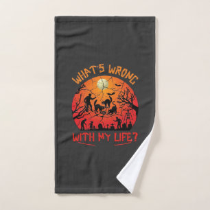 Whats Wrong Life Halloween Black Cats Zombies Grav Hand Towel