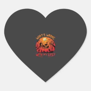 Whats Wrong Life Halloween Black Cats Zombies Grav Heart Sticker