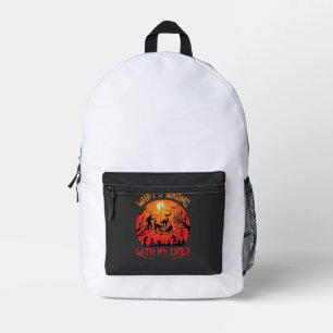 Whats Wrong Life Halloween Black Cats Zombies Grav Printed Backpack