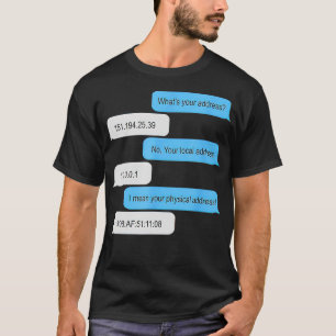 Whats Your Address Funny Networking Computer Nerd T-Shirt