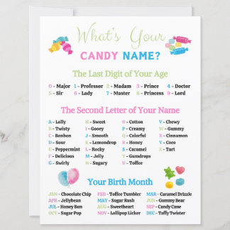 What's Your Candy Name Game