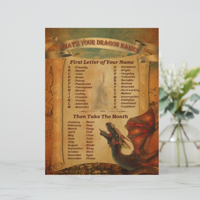 What's Your Dragon Name Printable (Standing Front)