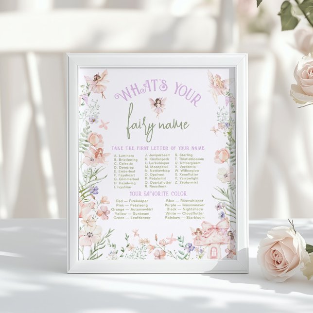 Whats your Fairy Name Whimsical Birthday game Poster (Creator Uploaded)