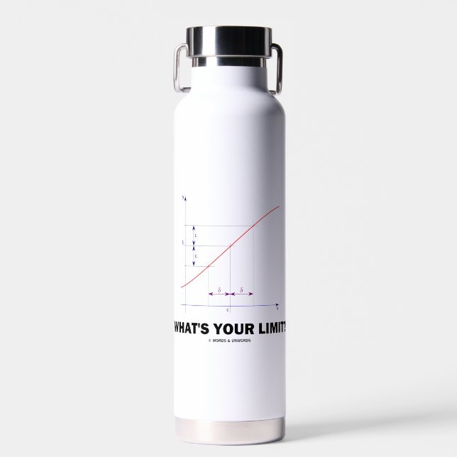 What's Your Limit? Limit Function Geek Humour Water Bottle (Front)