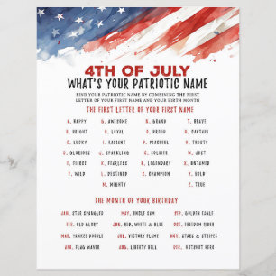 What's Your Patriotic Name 4th of July Party Game