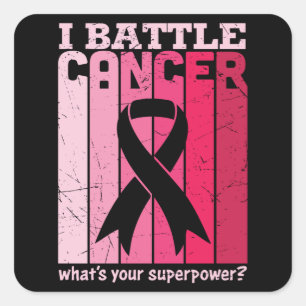 What's Your Superpower Breast Cancer Awareness Square Sticker