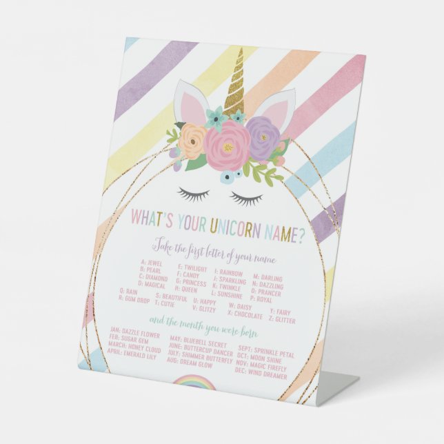 What's Your Unicorn Name Sign Birthday Party (Front)