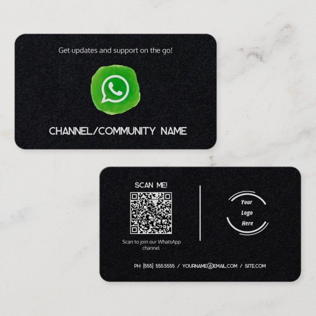 WhatsApp Community Channel  Custom Logo QR Business Card (Front/Back)