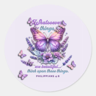 Whatsoever Things Are Scripture Classic Round Sticker