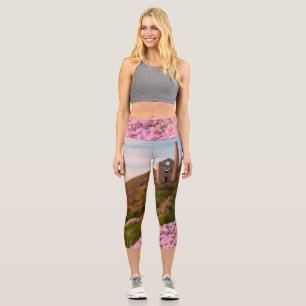 Wheal Coates Cornish tin mine painting Capri Leggings