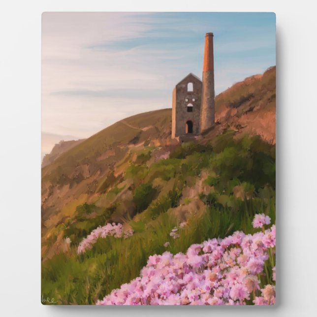 Wheal Coates tin mine, Cornwall England painting Plaque (Front)