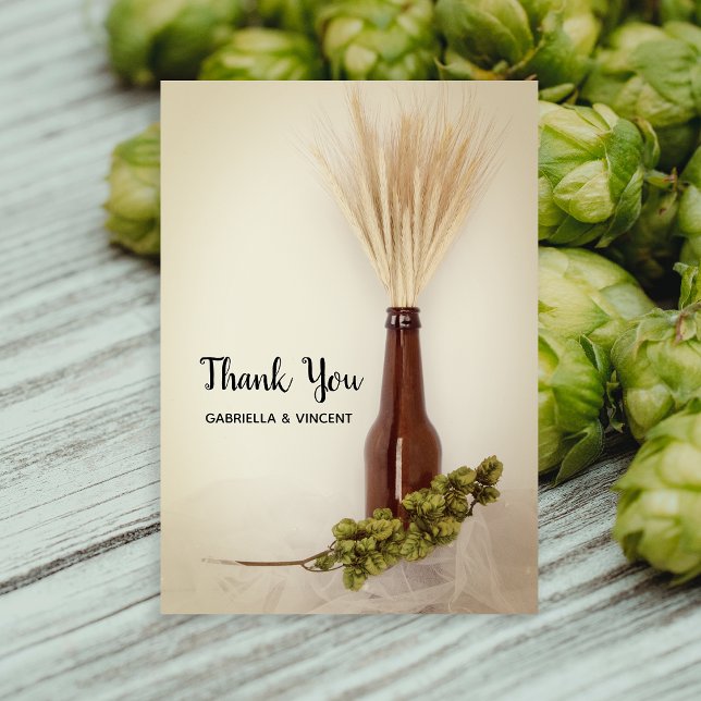 Wheat and Hops Brewery Wedding Thank You Note Card (Creator Uploaded)