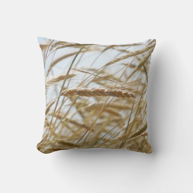 Wheat & Blue Sky Throw Pillow (Front)
