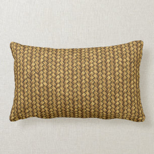 Wheat Colour Basket Weave Pattern Texture Lumbar Cushion