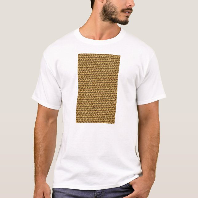 Wheat Colour Basket Weave Pattern Texture T-Shirt (Front)