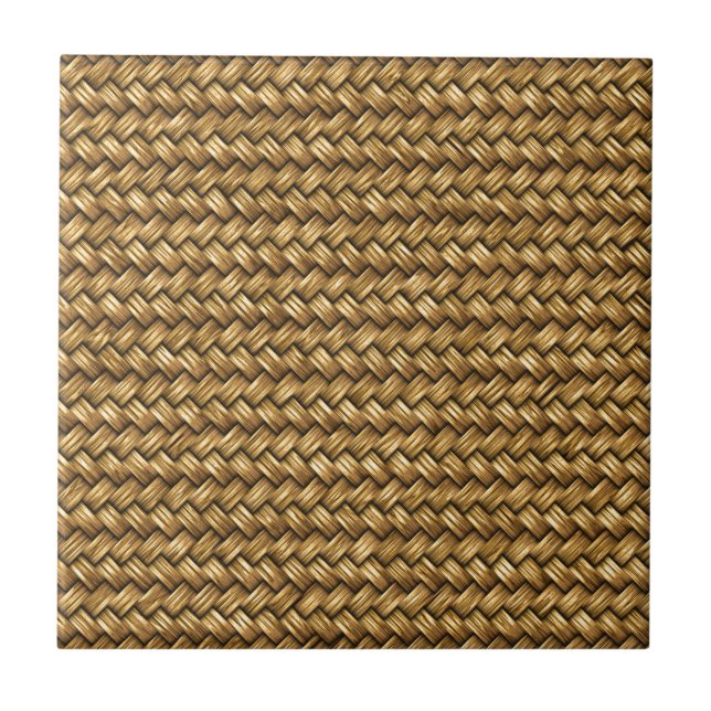 Wheat Colour Basket Weave Pattern Texture Tile (Front)