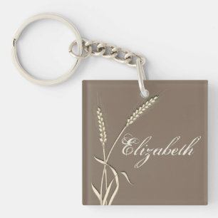 Wheat country wedding single grass key ring