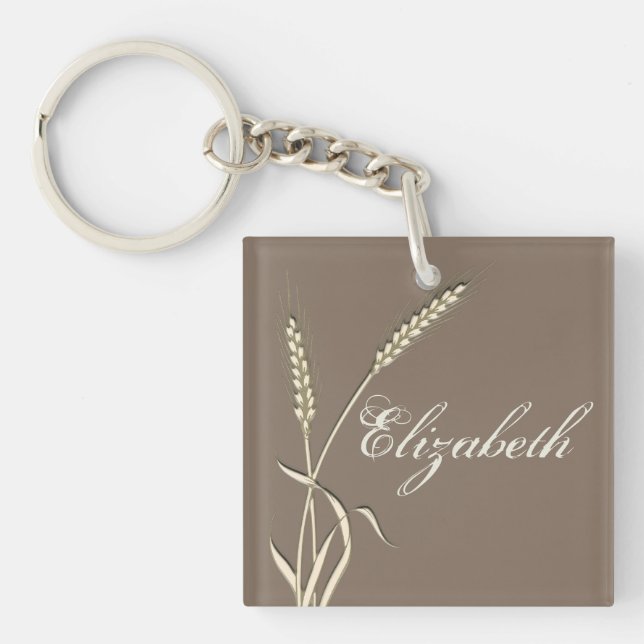 Wheat country wedding single grass key ring (Front)