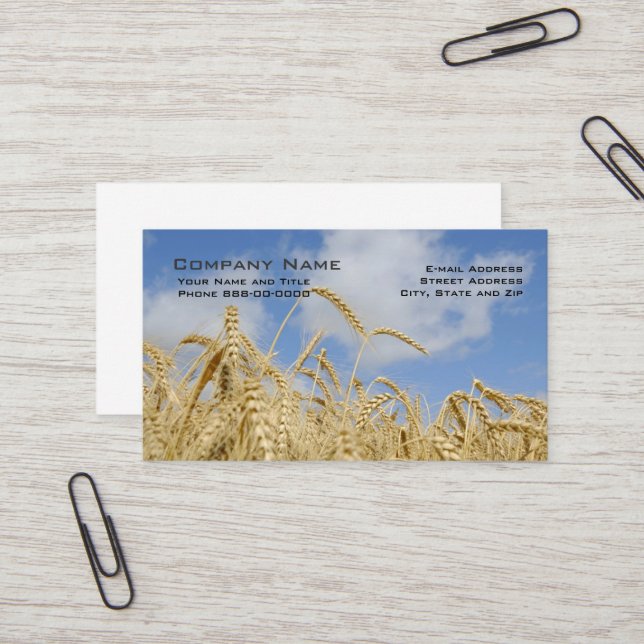 Wheat Farmer Business Cards (Front/Back In Situ)