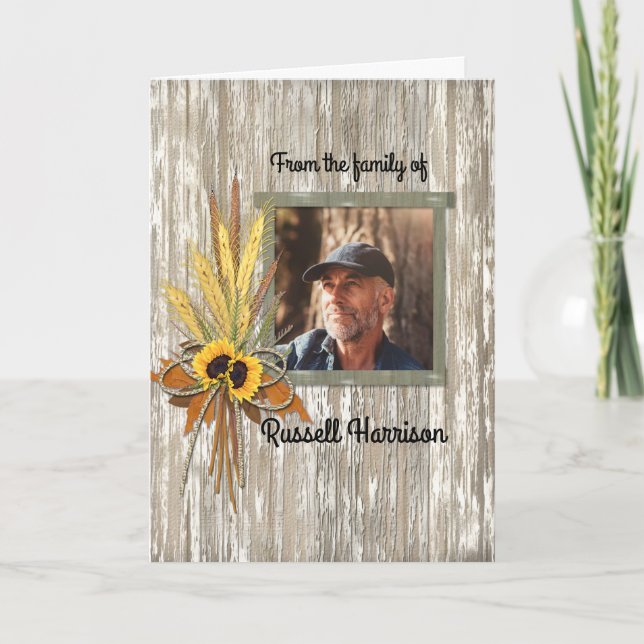 Wheat Farmer Photo Sympathy Thank You Memorial (Front)