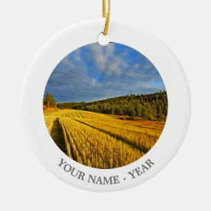 Wheat Field After Harvest 2 Ceramic Tree Decoration
