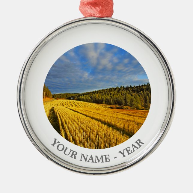 Wheat Field After Harvest 2 Metal Tree Decoration (Front)
