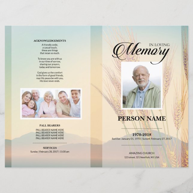 Wheat field Funeral Template (Front)
