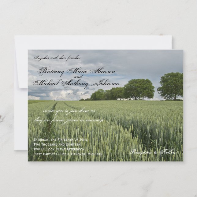 Wheat Field Oak Tree Country Wedding Invitations (Front)