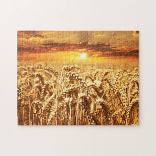Wheat Field Sunset Jigsaw Puzzle