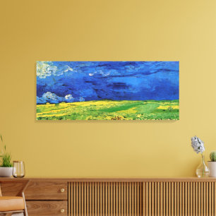 Wheat Field Under Clouded Sky by Vincent van Gogh Canvas Print