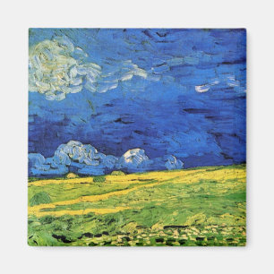 Wheat Field Under Clouded Sky by Vincent van Gogh Magnet