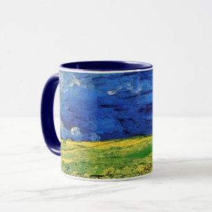 Wheat Field Under Clouded Sky by Vincent van Gogh Mug