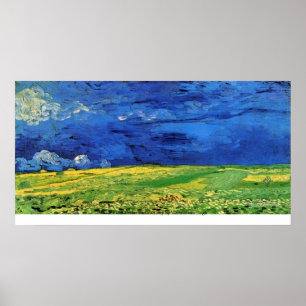Wheat Field Under Clouded Sky by Vincent van Gogh Poster