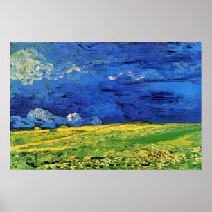 Wheat Field Under Clouded Sky by Vincent van Gogh Poster