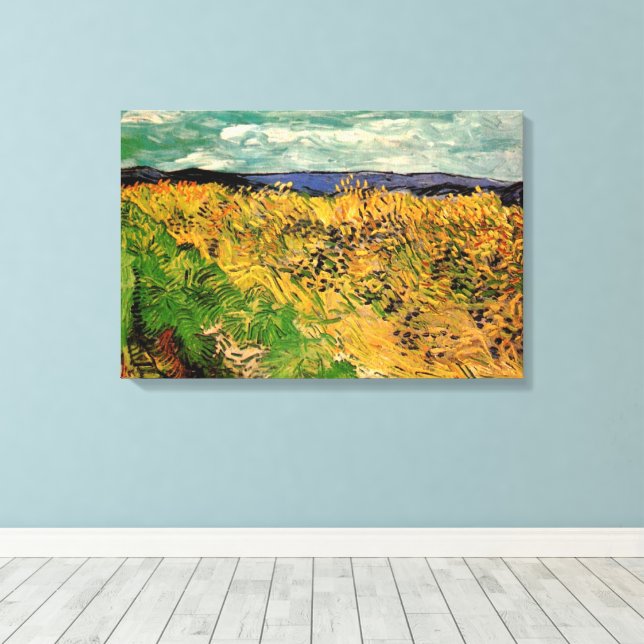 Wheat Field with Cornflowers by Vincent van Gogh Canvas Print (Insitu(Wood Floor))