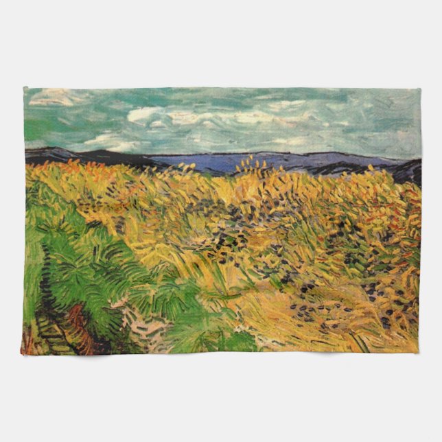 Wheat Field with Cornflowers by Vincent van Gogh Tea Towel (Horizontal)